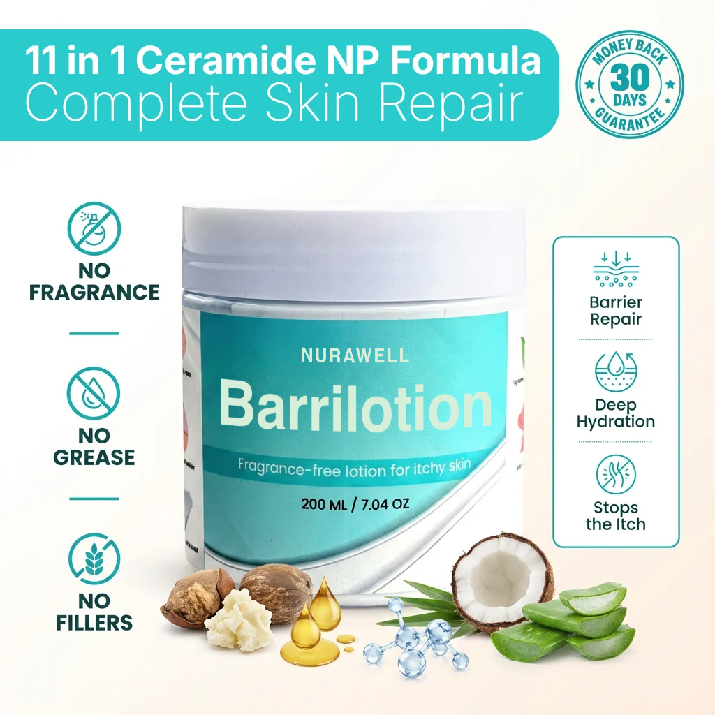 Fragrance-Free Non-Greasy Anti-Itch Ceramide NP Leg Lotion For Dry, Red, Sensitive, Discolored, Crepey Skin