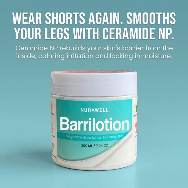 Fragrance-Free Non-Greasy Anti-Itch Ceramide NP Leg Lotion For Dry, Red, Sensitive, Discolored, Crepey Skin
